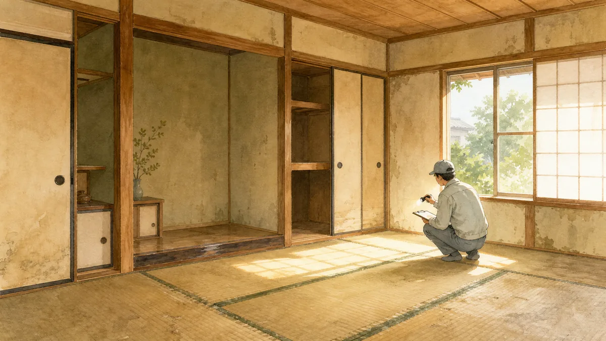空き家の室内を確認している様子