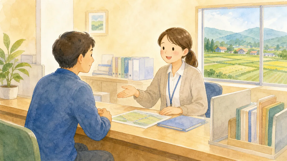 農業委員会の窓口に相談する様子