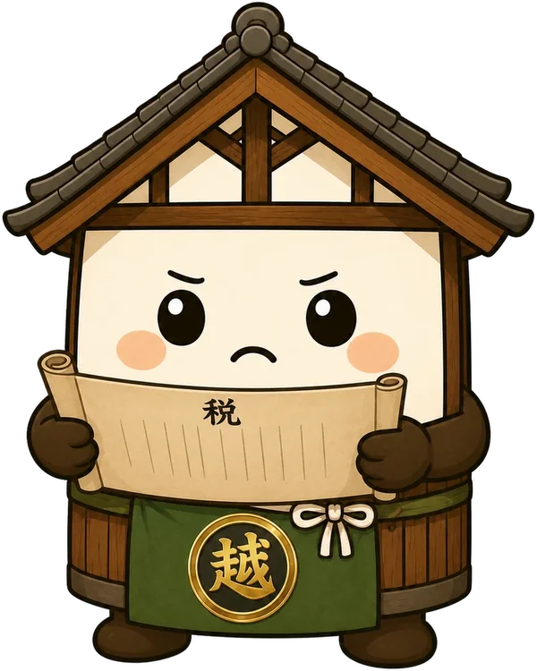 税金の書類を見る越太郎